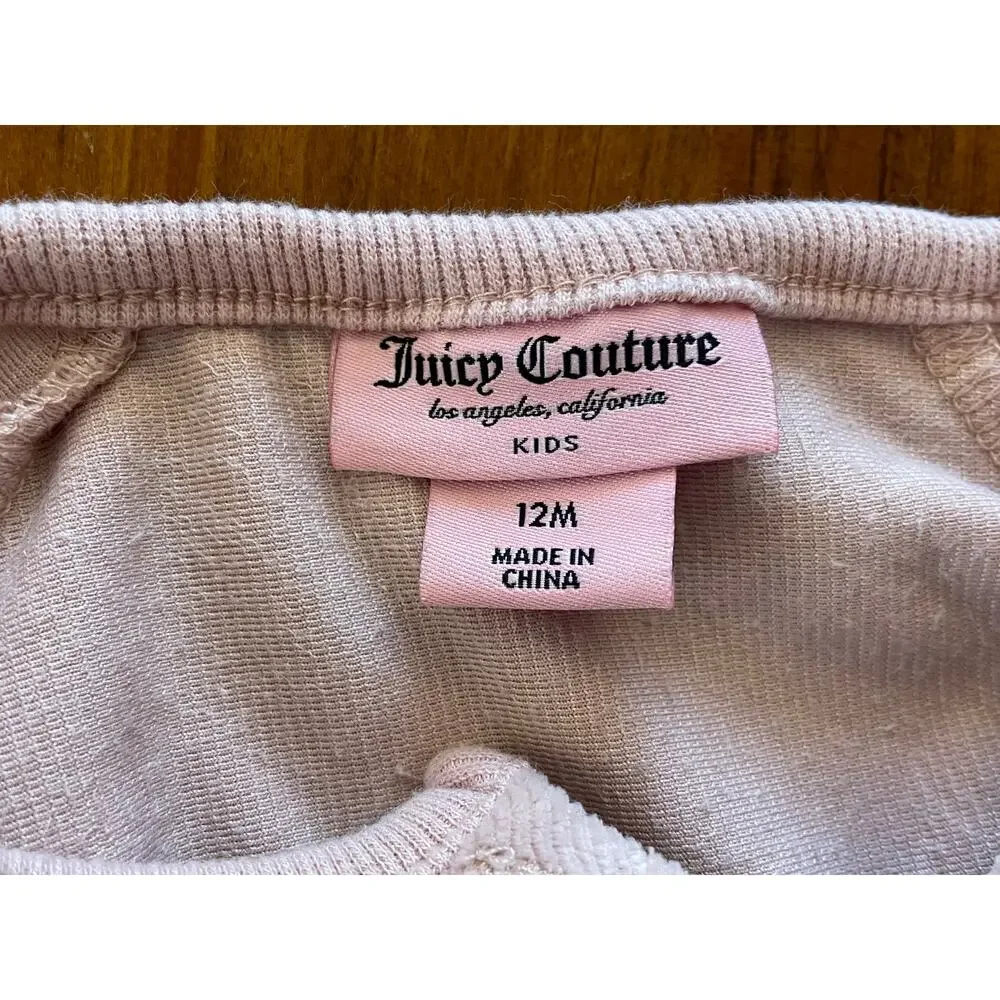 Juicy Couture Kids 12 M ​Baby Girls 2 Piece Logo Velour Jogger Set Pink Stretch - Picture 3 of 15